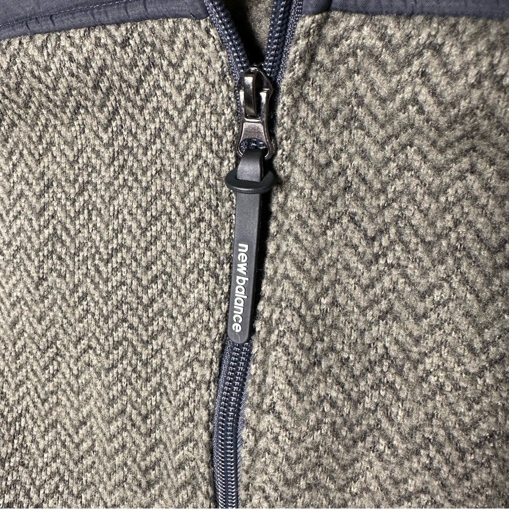 New Balance Womens XL Herringbone Fleece Full Zip Jacket Olive Green‎ Mock Neck - Picture 7 of 9